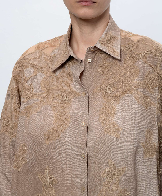 Ermanno Scervino Бежевая блуза с кружевом D482K743APEMY изображение 5