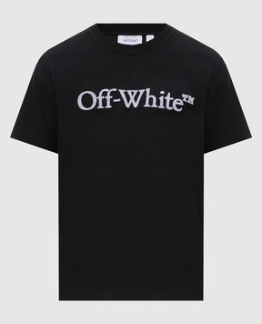 Off-White Чорна футболка з фактурним логотипом 44MAA16MF26J005