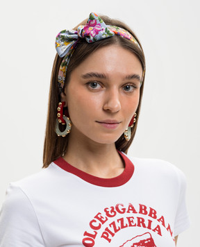 Dolce&Gabbana Рожева стрічка твіллі із шовку в принт FS215AGDDLG