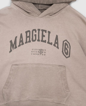 Maison Margiela MM6 Детские коричневые худи с принтом логотипа M61135MM08P