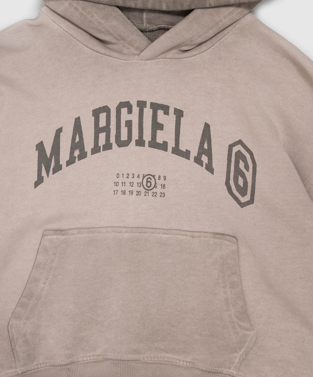 Maison Margiela MM6 Детские коричневые худи с принтом логотипа M61135MM08P изображение 3