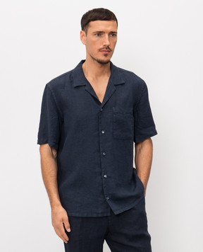 Peserico Синя сорочка з короткими рукавами з льону R56049T002494