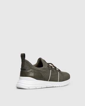 Stefano Ricci Кроссовки цвета хаки с кожей крокодила UZ689G2401TSCSWY