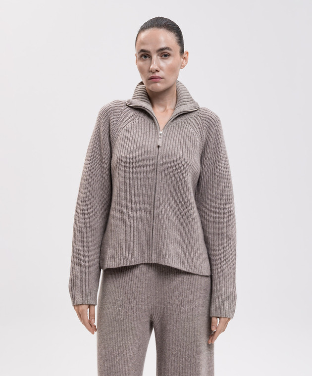 Allude Бежевий кардиган з вовни та кашеміру на блискавці 26517032 зображення 3