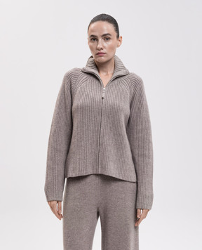 Allude Бежевый кардиган из шерсти и кашемира на молнии 26517032