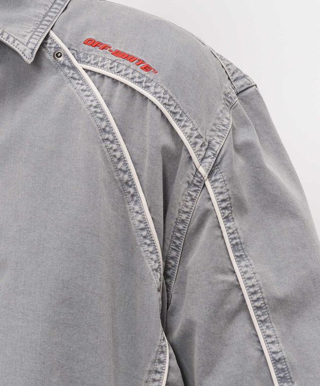 Off-White Серая рубашка с вышивкой логотипа 44XGG01IS26F001 изображение 5