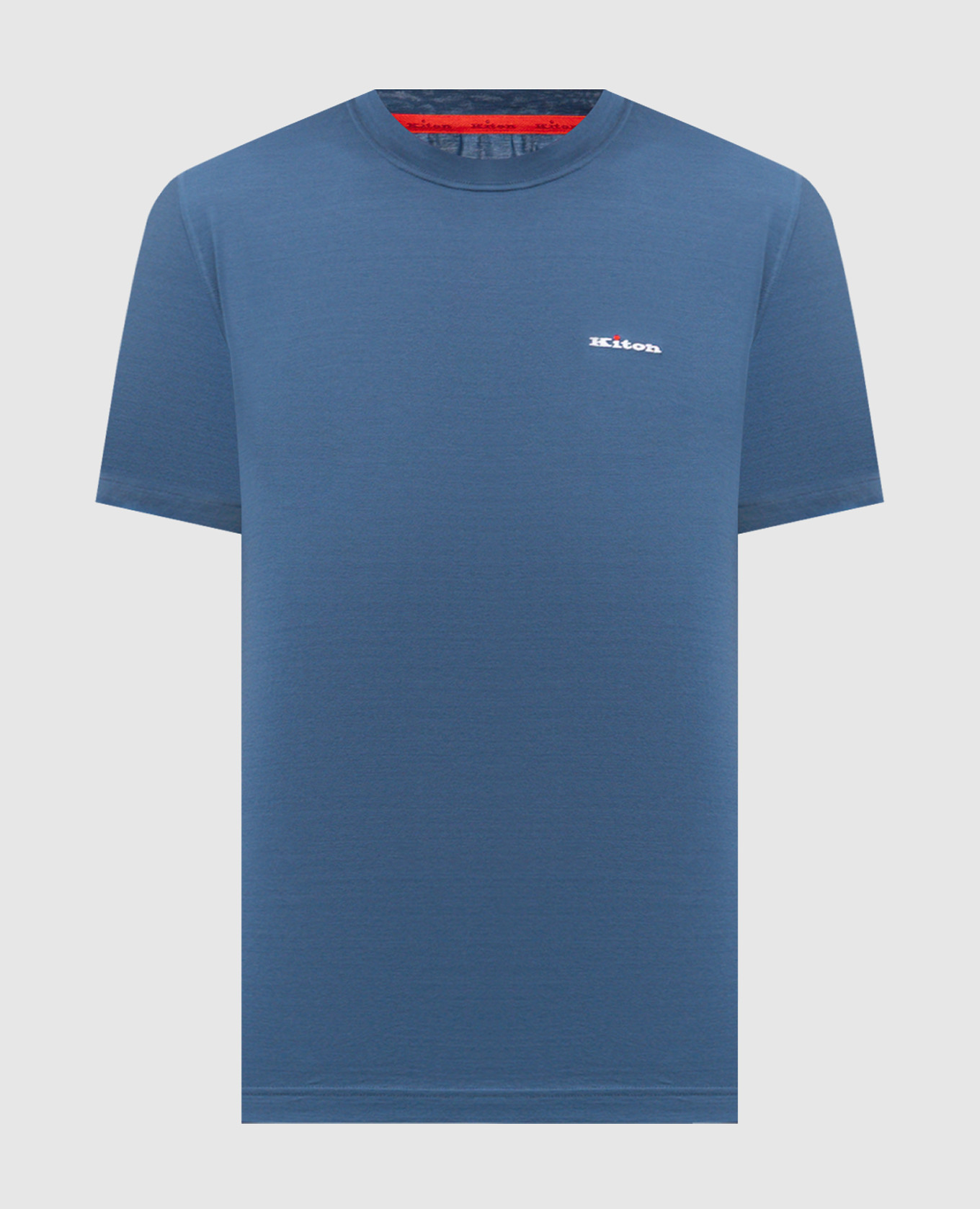 Голубая футболка с вышивкой логотипа