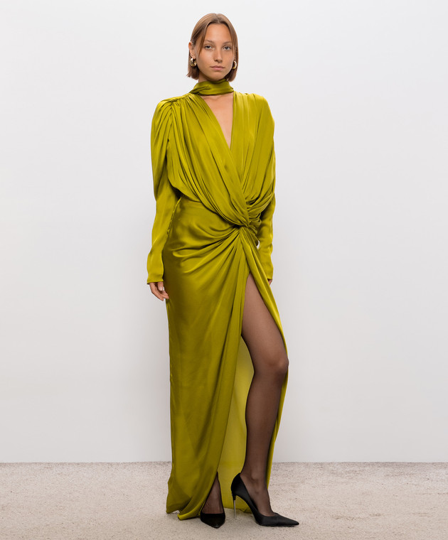 Balmain Зеленое платье макси из шелка DR0000000114 изображение 2
