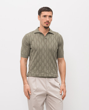 Agnona Поло кольору хакі із шовком у візерунок K311U857Q1412