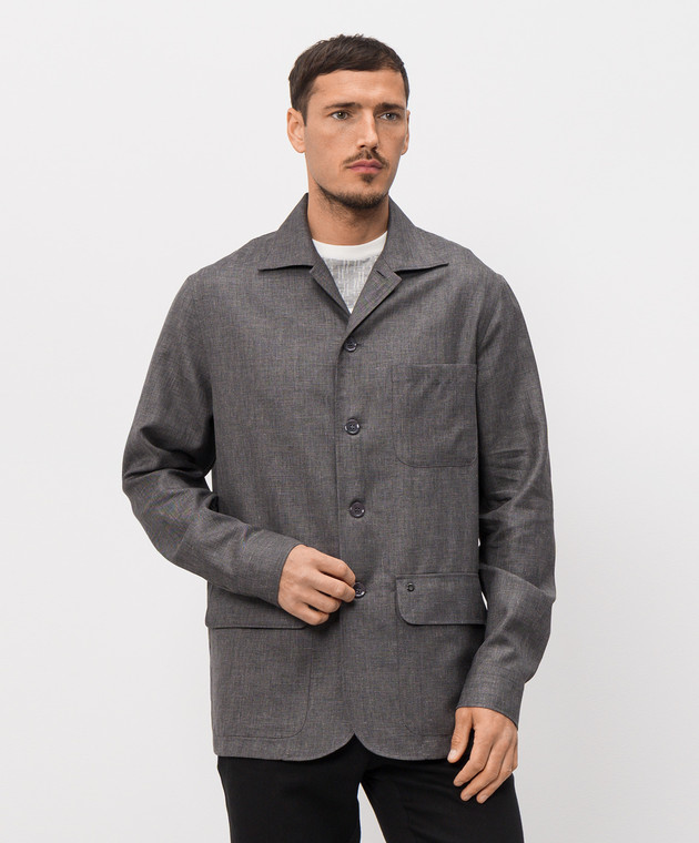 Stefano Ricci Серая рубашка из льна, шерсти и шелка SP008138B127HA изображение 3