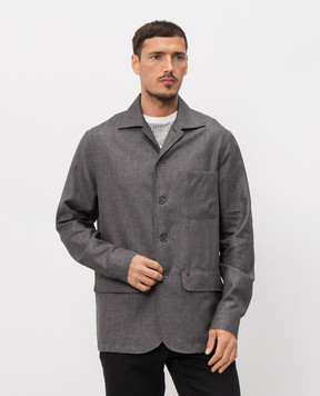 Stefano Ricci Сіра сорочка з льону, вовни та шовку SP008138B127HA