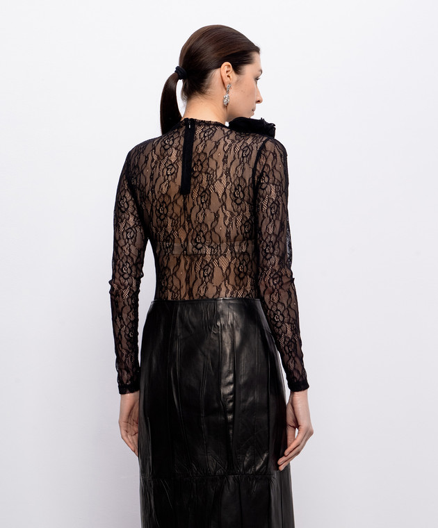 Nissa Черное боди из кружева с цветочной аппликацией BODY16528 изображение 4
