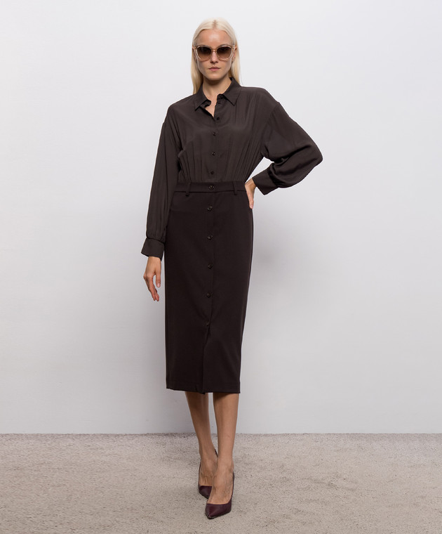Twinset Коричневое платье-рубашка 262TF2012 изображение 2