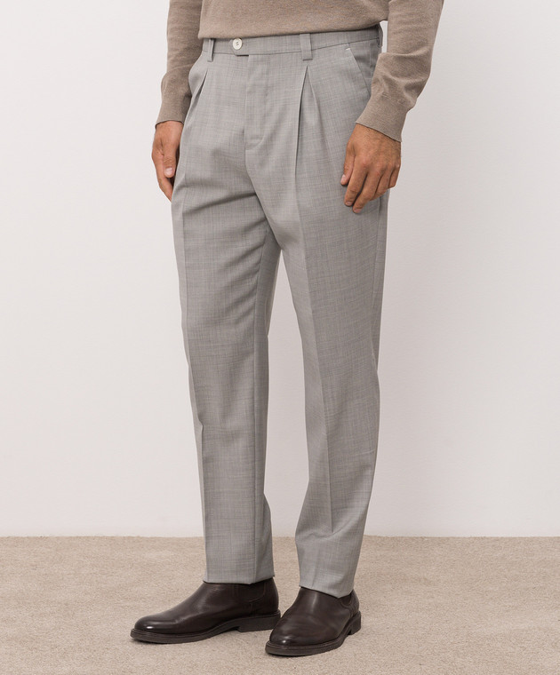Brunello Cucinelli Серые брюки из шерсти MH2443030F изображение 3