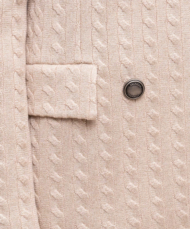 Brunello Cucinelli Бежевый двубортный жакет с люрексом M0AZT7493P изображение 5
