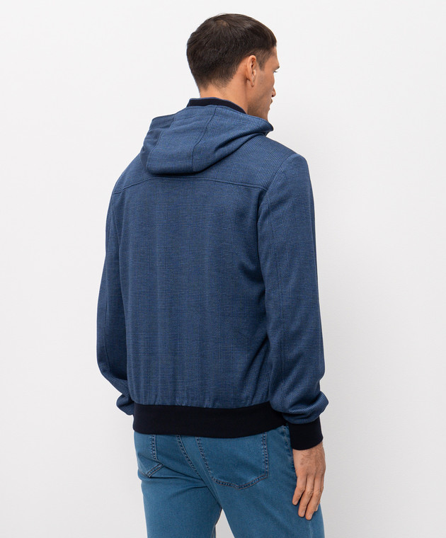 Stefano Ricci Синяя куртка с леном и шелком в виндзорской клетке MZJ6100050DN29HA изображение 4