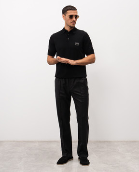 Dolce&Gabbana Чорне поло з вовни з логотипом GXO38TJCVC7