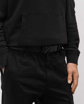 Off-White Чорний двосторонній шкіряний ремінь з емблемою OMRB14GF25LEA002