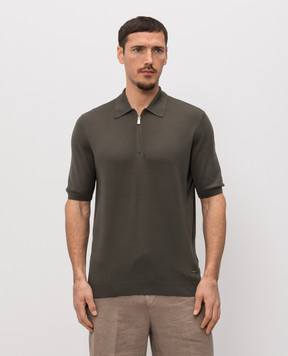 Enrico Mandelli Зеленое поло из шелка с нашивкой логотипа 3K065A5674