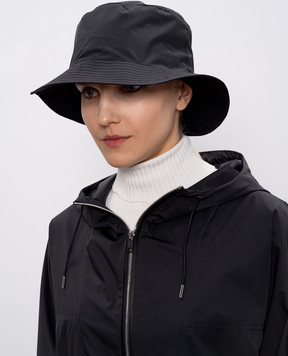 Yves Salomon Army Чорна панама з нашивкю логотипа 26EFA036XXL04W