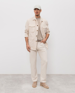 Agnona Бежева куртка з льону TH11U1XU3049