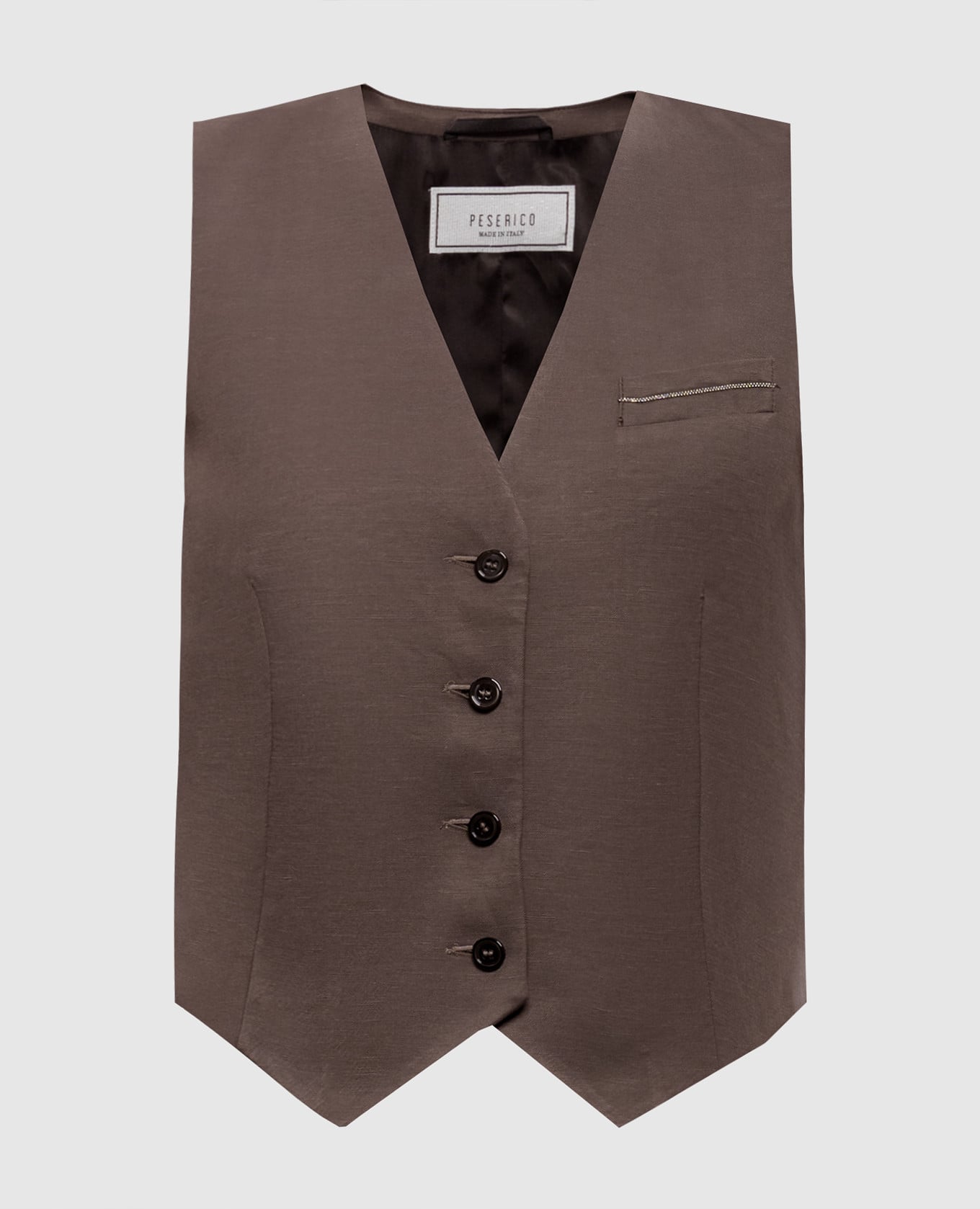Коричневый жилет с льном