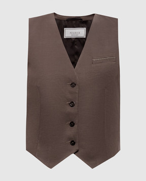 Peserico Коричневий жилет з льоном A0303101926