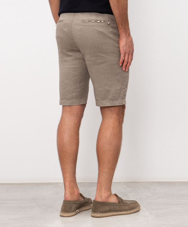 Marco Pescarolo Бежеві шорти з льоном CENITO5302 зображення 4