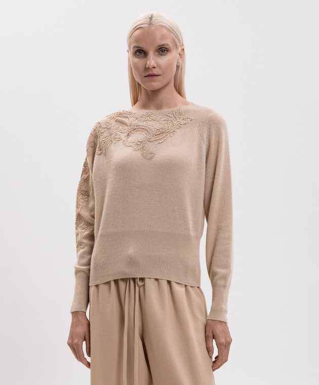 Ermanno Scervino Бежевый джемпер из кашемира D495M302APPYU изображение 3