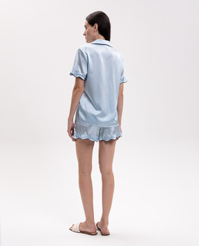 Dore & Rose Блакитна піжама із шовку SCALLOPSILKSHORTSET