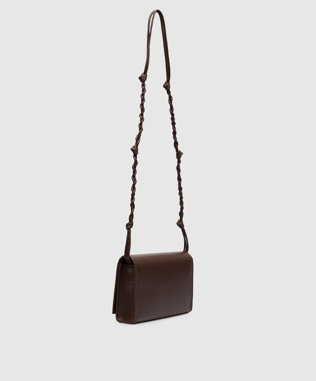 Jil Sander Коричневая кожаная сумка с принтом логотипа J10VL0023P4841 изображение 3
