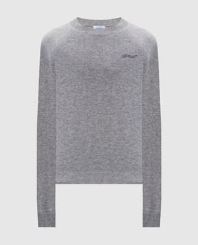 Off-White Сірий меланжевий джемпер з кашеміру 44MHE20OF5K001