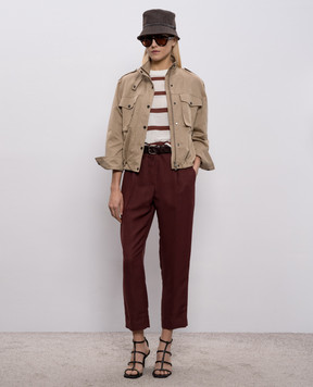 Brunello Cucinelli Бордовые брюки с льном MH126P8292