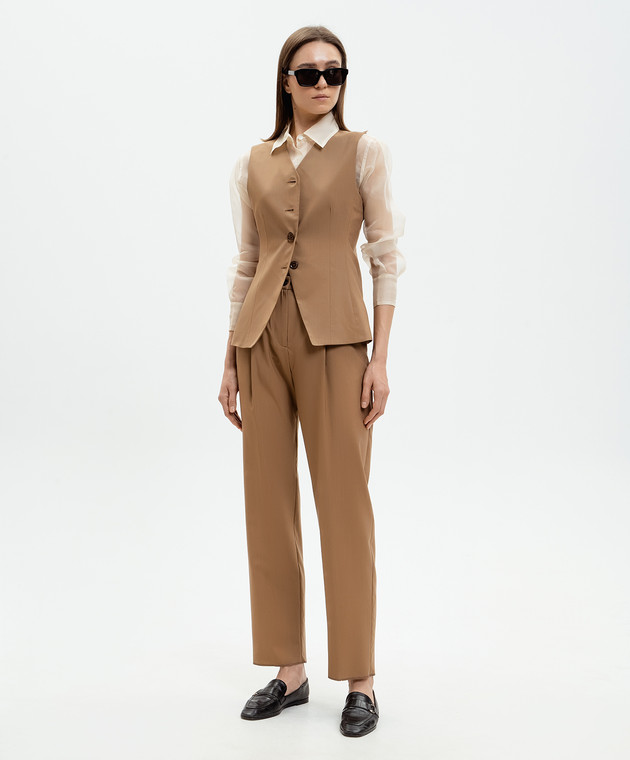 Marco Pescarolo Коричневые брюки из шерсти и шелка ZEZAD5314 изображение 2