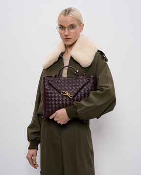 Bottega Veneta Бордовая кожаная сумка Andiamo 766016VCPP1