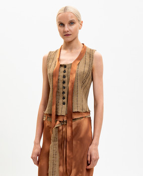 Masnada Коричневый жилет из льна 8013