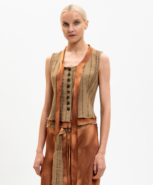 Masnada Коричневый жилет из льна 8013 изображение 3