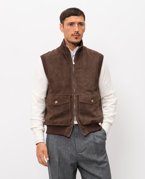 Brunello Cucinelli Коричневий замшевий жилет MPCLF2079
