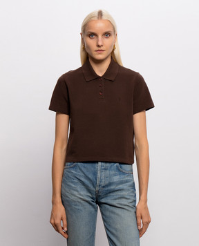 Saint Laurent Коричневое поло Cassandre A003I4Y38EK