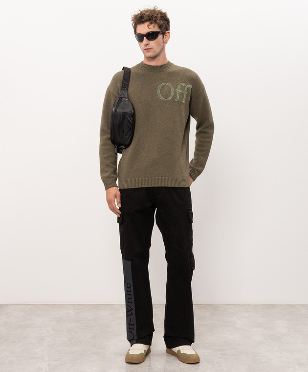 Off-White Свитер цвета хаки с шерстью 44MHE20QF26K001 изображение 2