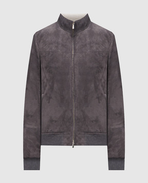 Enrico Mandelli Серая замшевая куртка с вышивкой логотипа 2T102A7405