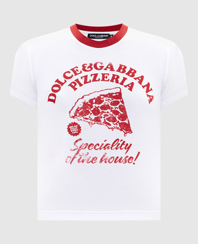 Dolce&Gabbana Біла футболка в контрастний принт F8W08TGDDM8