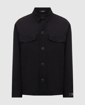 Balmain Черная куртка из шерсти в стиле рубашки HH1TH891WD69