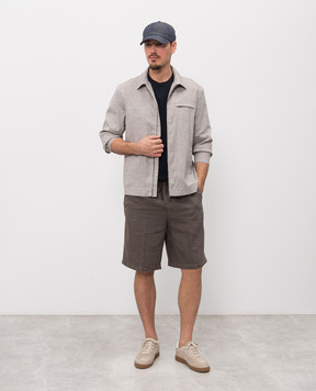 Peserico Коричневые шорты из льна с нашивкой логотипа R54235T00D02494