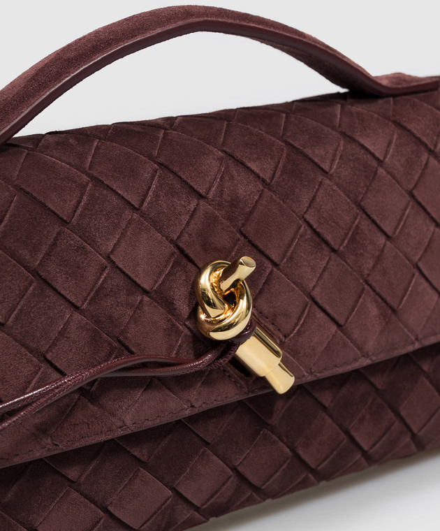 Bottega Veneta Бордовый замшевый клатч Andiamo 741511V60F1 изображение 4