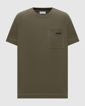 Brunello Cucinelli Зелена футболка з кишенею M0T81EC710