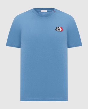 Moncler Синя футболка з нашивкою логотипа L10918C0007489B8Q
