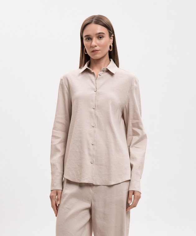 Max Mara Бежева сорочка MXPBADESSE з льоном MXPBADESSE зображення 3