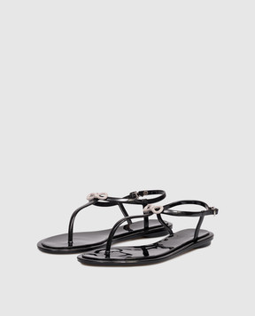 Mach&Mach Черные сандалии с бантом с кристаллами S114205GUM