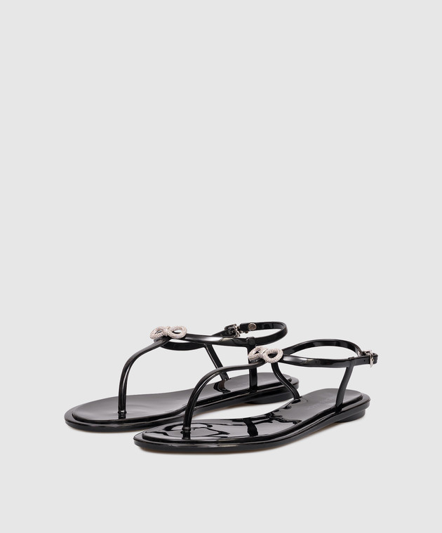 Mach&Mach Черные сандалии с бантом с кристаллами S114205GUM изображение 2